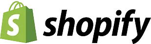 Shopify logo in black with shopping bag icon