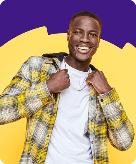 Smiling man in casual jacket on colorful background representing Semrush digital marketing platform