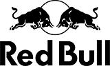 Red Bull logo with two bulls and sun icon in black