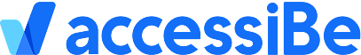 accessiBe logo with blue wordmark and stylised icon