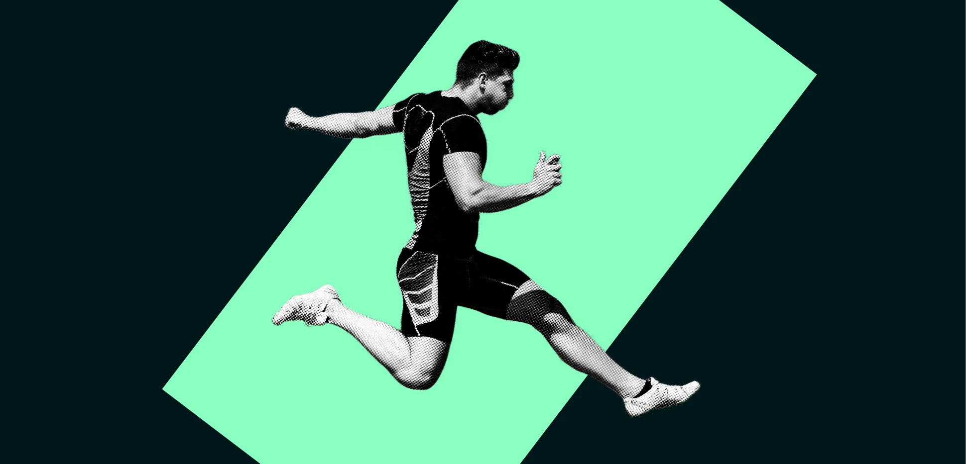 Athlete sprinting forward used as visual metaphor for rapid innovation and design sprint methodology